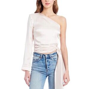 Amanda Uprichard Aubrianna Top Soft Pink Silk Size Small One Shoulder Classy